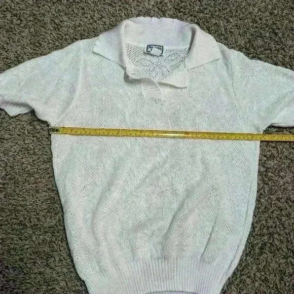 Vintage Kenneth too white knit sweater shirt small with scalloped collar - Picture 8 of 9